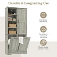thumbnail image 4 of Euroco Bathroom Storage Cabinet with Doors and Drawers, Tilt-Out Laundry Hamper, Multiple Storage Space, Freestanding Style, Open Shelve, Adjustable Shelf, Oak, 4 of 9