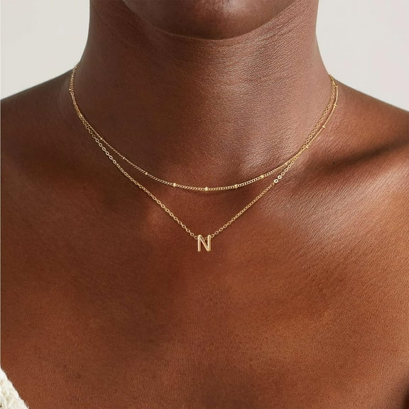 Gold Initial Necklaces For Women, 14K Gold Plated Round Letter A-Z Pendant Necklace Trendy Capital Monogram Necklace Dainty Name Pendant Necklace For Women Jewelry Gifts[o6452]