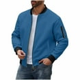 thumbnail image 1 of Men's Spring Fall Waffle Knitting Slim Fit Flight Bomber Jacket - Lightweight 100% Polyester Outerwear with Ribbed Details & Inside Pocket, 1 of 9