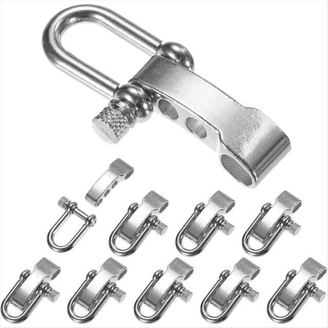Hebilla de Grillete para Pulsera de Paracord (10 Unidades): Grillete Metálico Ajustable en Forma de U para Pulseras de Supervivencia, Cinturones y Cuerdas para Exteriores.