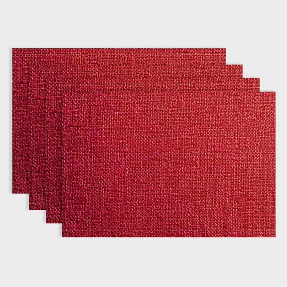 Creowell Reversible Red Placemats Set of 4 Placemats Washable Dining Table Mats Heat Resistant Place Mats for Holiday Party Dinner 18x12in