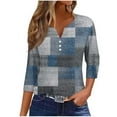 thumbnail image 2 of Blouses pour Femmes, Blouse Mode Imprimée Manches Courtes 3/4 Col Rond Hauts Décontractés, 2 of 5