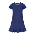 thumbnail image 5 of OIOLOYJM Girls Dress Ruffled Flutter Sleeve Crew Neck Cute Printing Casual A-Line Dresses Summer Vacation Going Out Dresses Dark Blue 3-4 Year, 5 of 6