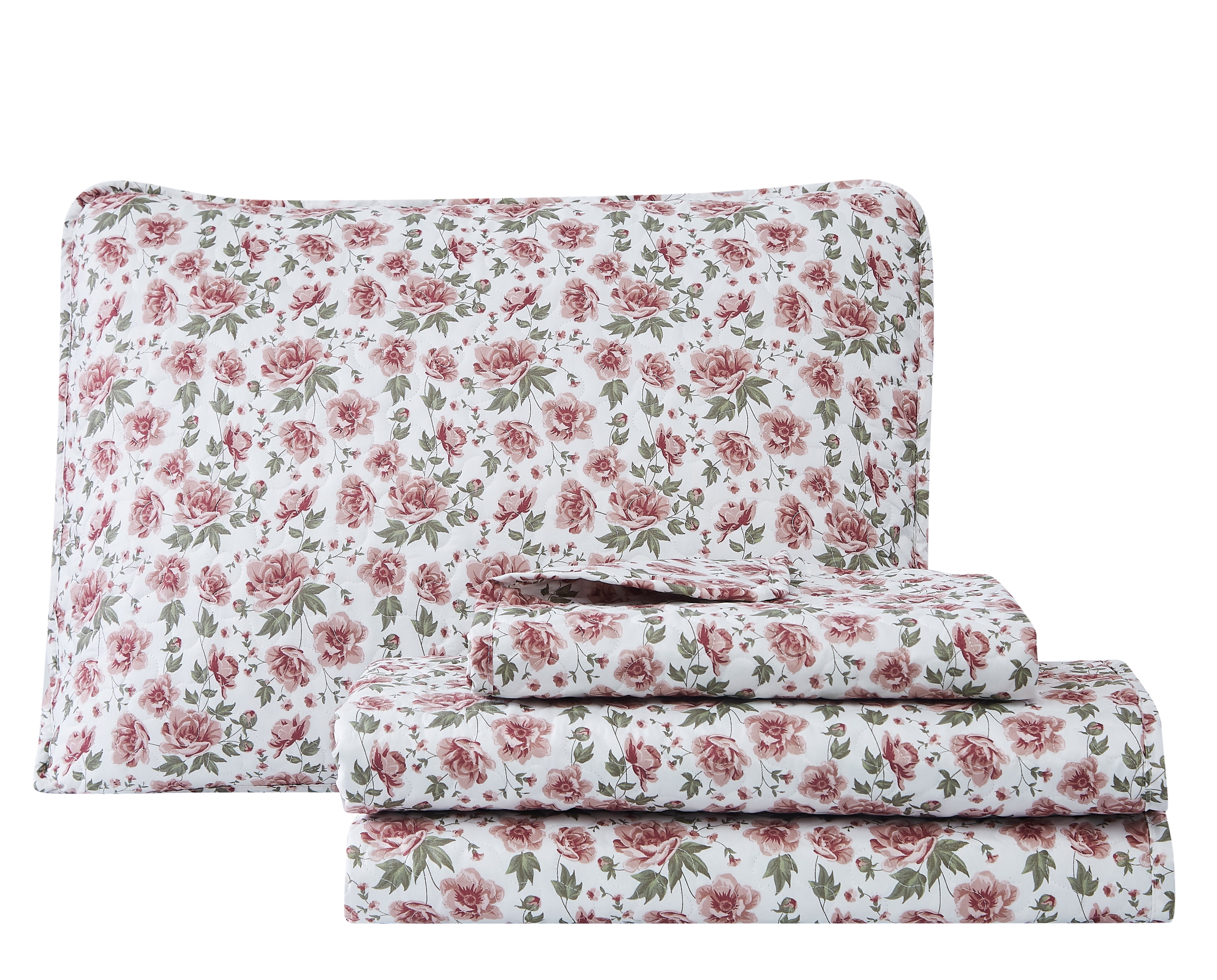 Pink Roses 2-piece Quilt Set Twin 66x86