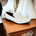 thumbnail image 5 of Men's Sparkle Smoking Moccasin Slip On Round Toe Formal Loafers Dress Shoes, White-PU, 9, 5 of 5
