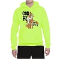 thumbnail image 2 of Wild Bobby God Made Me This Way Cross with Sunflowers Inspirational/Christian Unisex Hoodie Sweatshirt, Safety Green, X-Large, 2 of 6