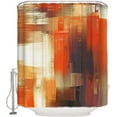 thumbnail image 2 of Polyester Fabric Burnt Orange Shower Curtain, Modern Geometric Oil Painting Abstract Art, Waterproof Bathtub Curtain Bathroom Decor Set with Hooks 54 x 78 Inches,, 2 of 6