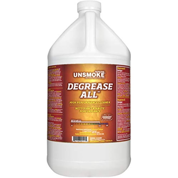 Unsmoke Degrease-All Professional Cleaner Degreaser, High Performance Concentrate, Removes Greasy Soils and Smoke Residue, 1 Gal.
