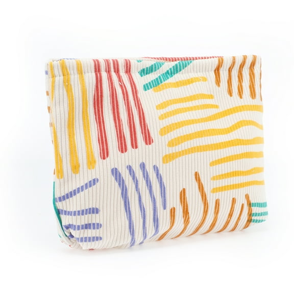 Women Portable Stripes Makeup Bag for Outdoor Activities Travel Assorted Color Corduroy
