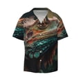 thumbnail image 2 of Lsque Realistic Colorful Chameleon print Men's Cuban Collar Short Sleeve Shirt Summer Beachwear Casual Button Down Fashionable Vacation Leisure Shirt-XX-Large, 2 of 7