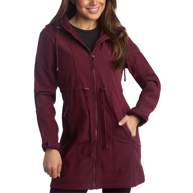 Chaqueta soft shell ligera Reebok para mujer, color borgoña, con forro polar