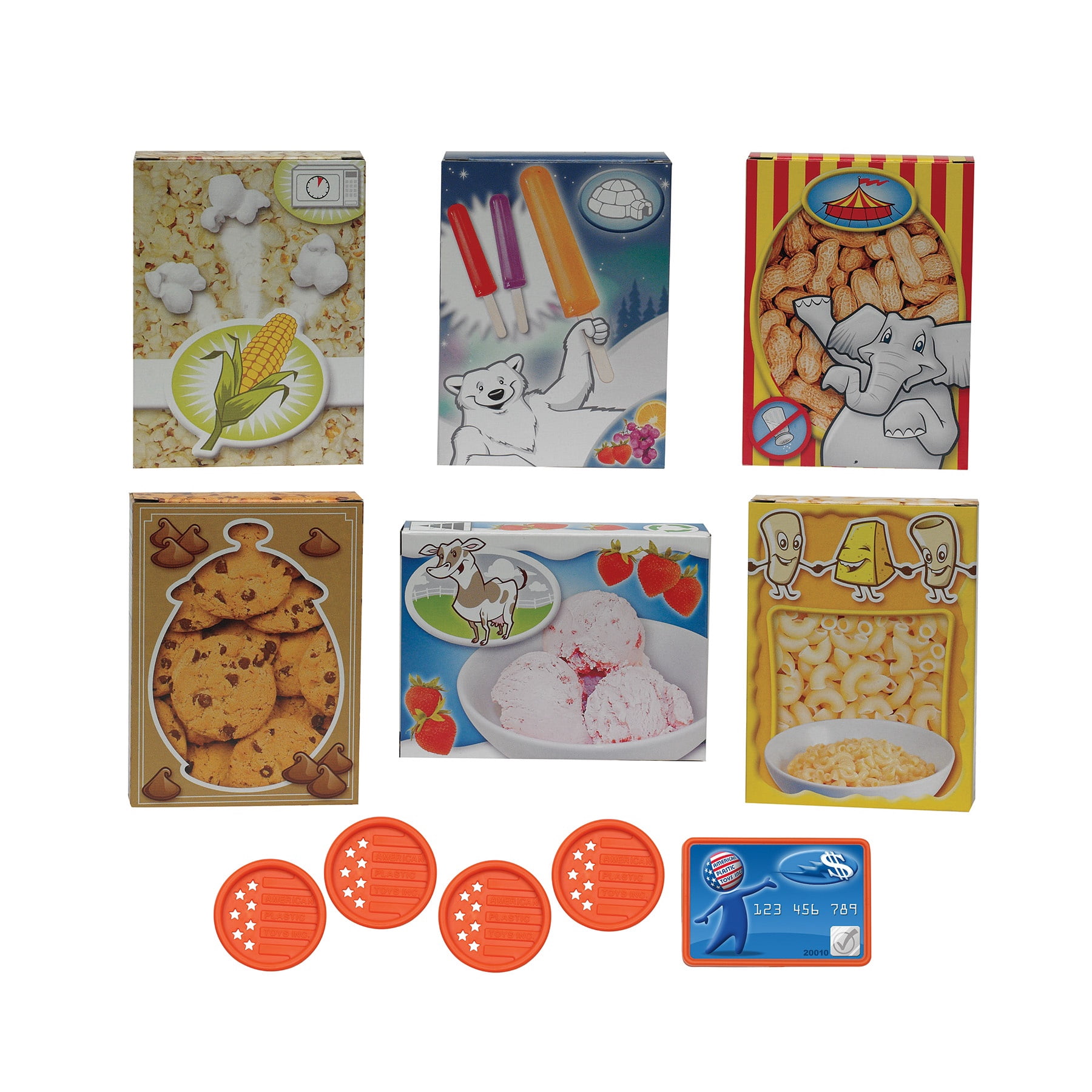 American Plastic Toys My Very Own Market Stand Set with Cash Register and Shopping Cart, 13 Piece Set for Kids