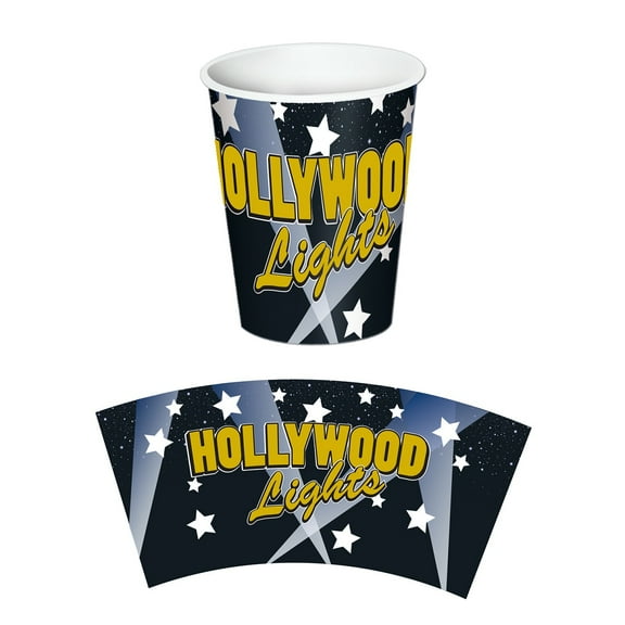 Party Central Club Pack of 96 Black and Yellow Hollywood Lights Disposable Paper Drinking Party