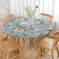 thumbnail image 3 of Pioneer Flower Floral Print Pattern Round Fitted Tablecloth with Elastic Edge,Dining Table Cover Waterproof,Outdoor Round Tablecloth for Camping,Dining,Indoor and Outdoor, 3 of 7