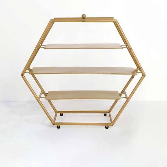 Efavormart 21" Tall Gold Metal Tiered Cupcake Stand, 3 Tier Hexagonal Cupcake Holder Dessert Display Stand