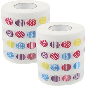Miangastore 2 Rolls of Toilet Paper Easter Printed Roll Paper Decorative Fun Printing Napkin Bathroom Tissue