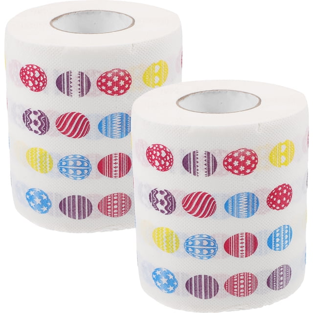 Miangastore 2 Rouleaux de Papier Toilette Imprimé de Pâques, Papier Décoratif Amusant, Serviette de Bain