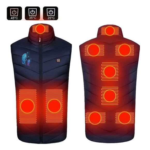 Meichang Heated Vest Men and Women Plus Size Outdoor Hiking Outerwear 9 Heating Area with USB Port Heated Jacket Snow Warm Heated Coat