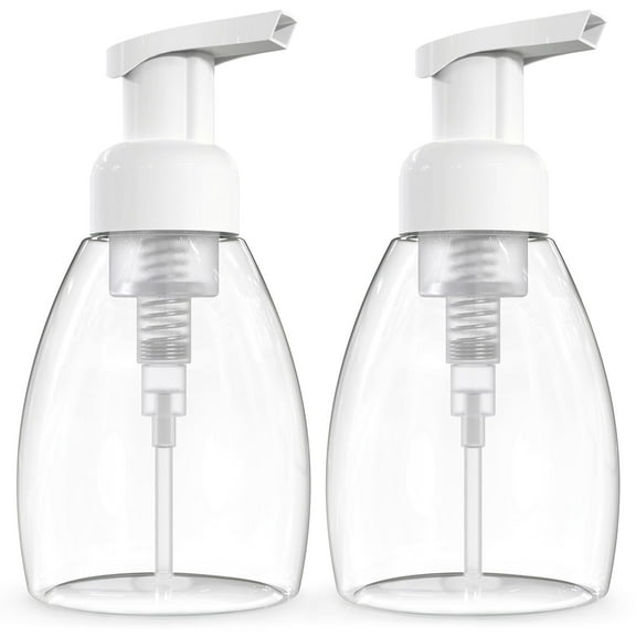 Clear Plastic Foam Soap Dispenser Pump Bottles BPA Free Empty Refillable for Liquid Soap Hand Wash Kitchen Bathroom 8oz 250ml 2 Pack