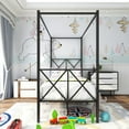 thumbnail image 3 of Fithood Metal Canopy Bed Frame, Platform Bed Frame with X Shaped Frame, Twin Black, 3 of 5