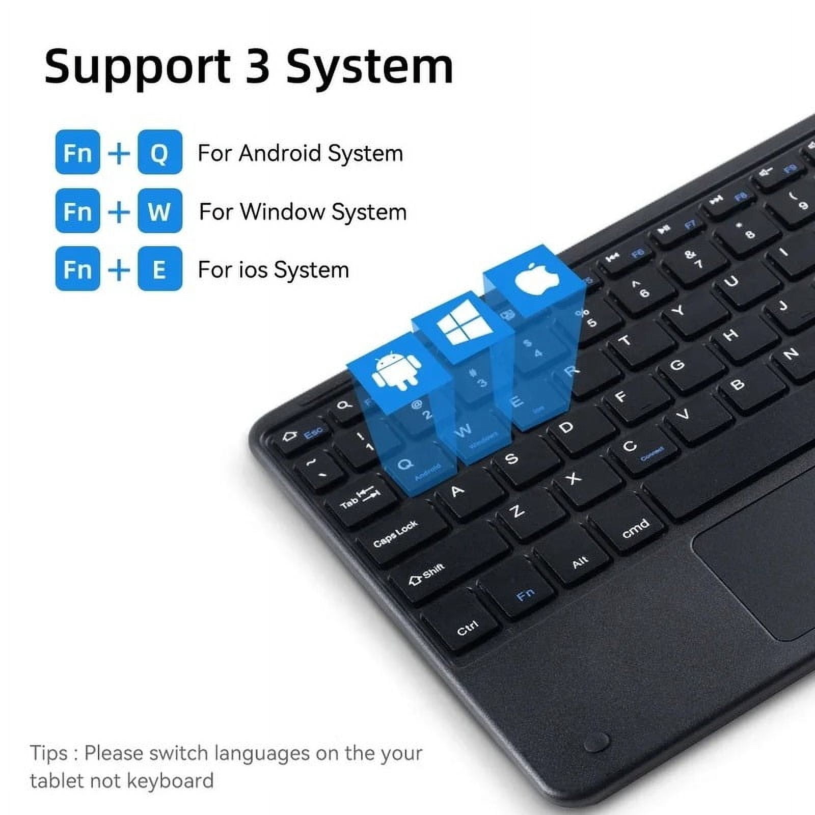 10inch Wireless Bluetooth Spanish Keyboard Desktop Office Wireless Touchable Keyboard Mouse For For Android IOS Windows Tablet