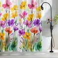 thumbnail image 2 of Watercolors Flowers Plant Fabric Shower Curtain Yellow Purple Floral Washable Shower Curtains for Bathroom, Waterproof Bath Curtain with Hooks Home Decor 72x84in, 2 of 8