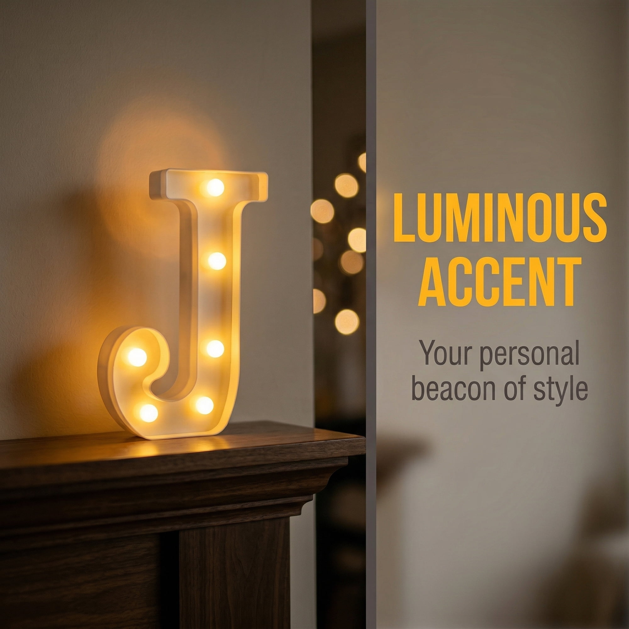 Unique Bargains Marquee Letters With Lights LED Light Up Signs Letter J 6.5"L x 1.5"W x 8.5"H