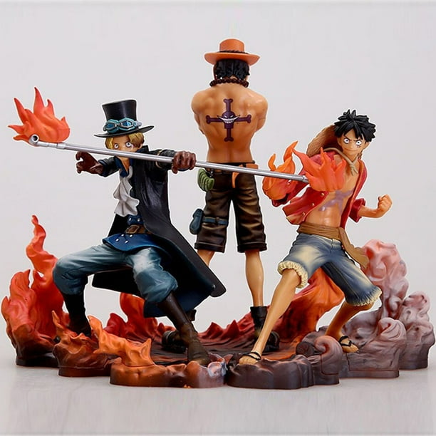 Figuras de acción de One Piece, Set de 3 piezas, Monkey D Luffy Ace Sabo, modelo coleccionable de PVC, 14-17CM Fivean Figuras de anime