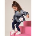 thumbnail image 2 of Bellafa Toddler Girl Clothes Ruffle Long Sleeve Polka Dot Stripes Top Shirt+ Solid Pants Set 2 Piece Fall Winter Casual Cotton Toddler Outfits, 2 of 11
