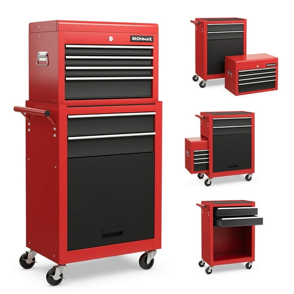 Gymax 6-Drawer Rolling Tool Chest Lockable Tool Box and Storage Cabinet Garage Workshop