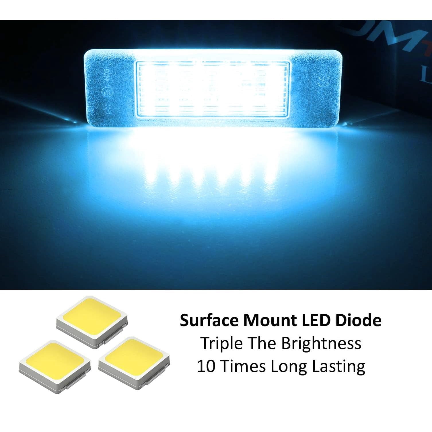 Aqua Ice Blue 18-SMD 3W Full LED License Plate Light Kit For Infiniti Q50, Nissan Juke Versa X-Trail Rogue Sport
