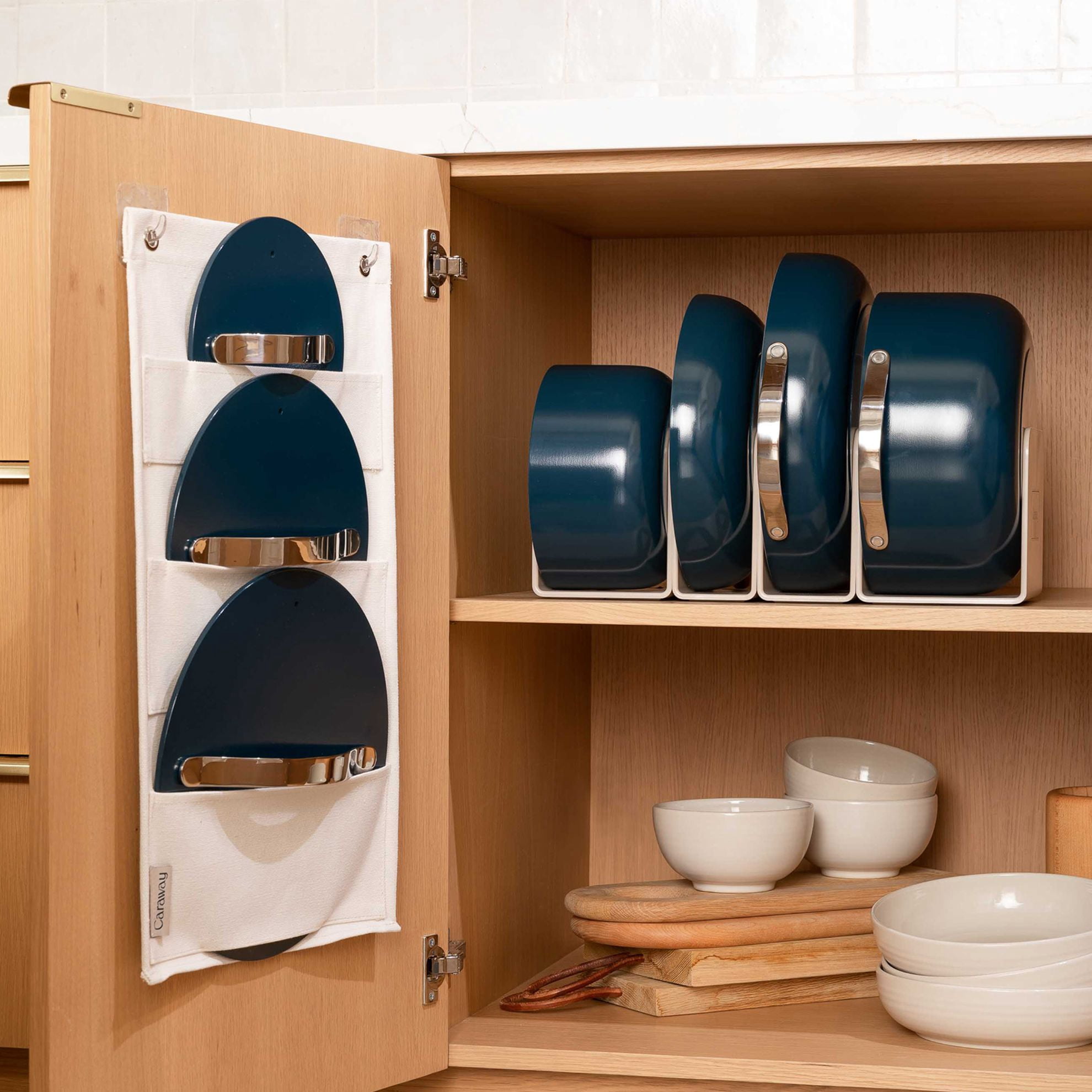 Caraway Ceramic Non-Stick Pots & Pans Cookware Set, 12- Piece, Navy