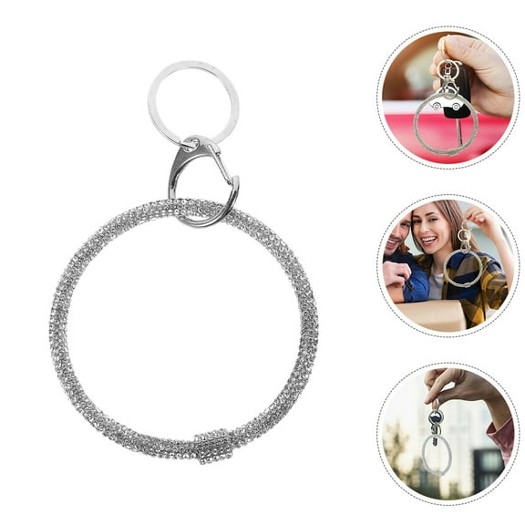 GOOHOCHY 2pcs Crystal Bracelet Key Ring Rhinestone Key Chain Bangle Car Keychain Bracelet For Women Keys Wallet Purse Glitter Keychain