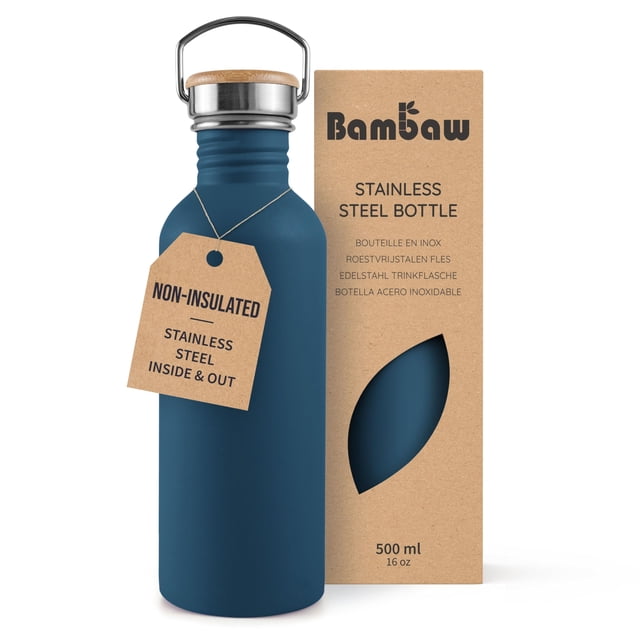 Botella de Agua Bambaw 500 ml Acero Inoxidable Azul Marino