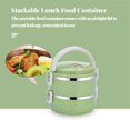 thumbnail image 2 of Insulated Lunch Box Stackable Stainless Steel Food Container Leakproof Adult Kids Large Lunchbox  Green  Dual-Layer, 2 of 9