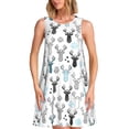 thumbnail image 1 of Fotbe Winter Art Blue and Black Moose Vestido de Verano sin Mangas para Mujer – Vestido Midi Línea A, Estilo Camiseta Floral, Vestido Playero Casual y Fluido, 1 of 7