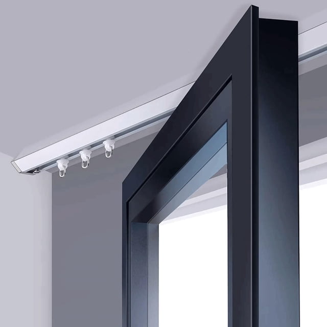No drilling Ceiling Curtain Track No Drill Curtain Rod Self Adhesive Curtain Track Room Divider Ceiling Shower Curtain Tracks for Privacy(White,2.4m(7.9ft))