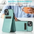 thumbnail image 6 of Allytech Back Flip Wallet Case for iPhone 13 mini with 5 Card Holder, Luxury PU Leather Kickstand Magnetic Buckle Shockproof Anti-Scratch Protective Case for Women Men - Mint, 6 of 14