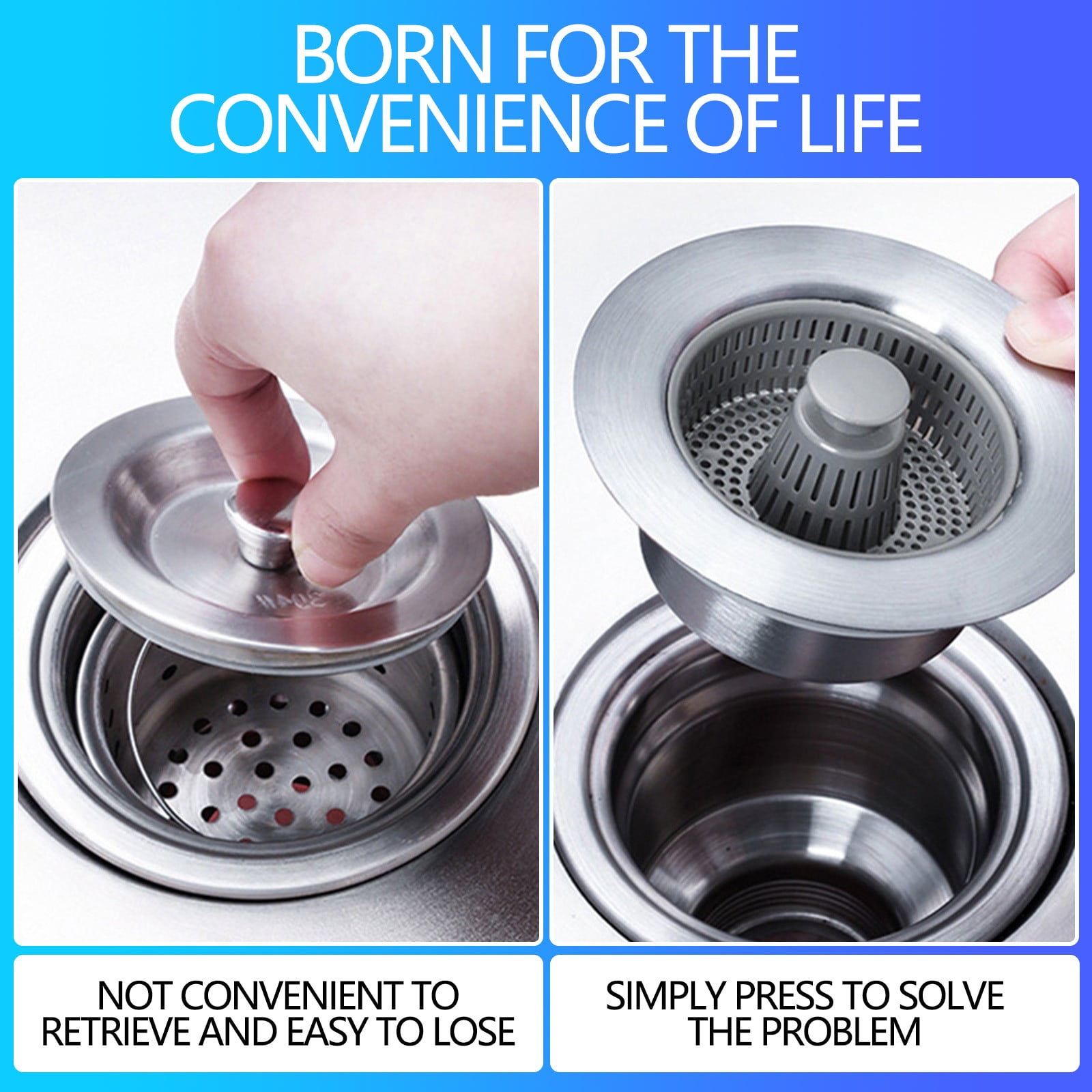 L - Bouchon De Vidange'évier De Cuisine Avec Anneau De Suspension, Pour