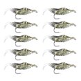 thumbnail image 3 of 10 señuelos de pesca de lubina con simulación de camarones, suaves y anzuelos., 3 of 14