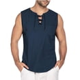 thumbnail image 2 of Pxiakgy mens dress shirts Blouse Top for Man Cotton Sleeveless Outdoor Slim Casual T-Shirt dress shirts for men mens shirts Navy + XL, 2 of 7