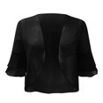 thumbnail image 4 of TIANZEN Women Fashion Solid Mesh Irregular Short Sleeve Loose Cardigan Beach Holiday Tops Short Open Cardigan Leopard Sweater Dark Open Front Cardigan, 4 of 5
