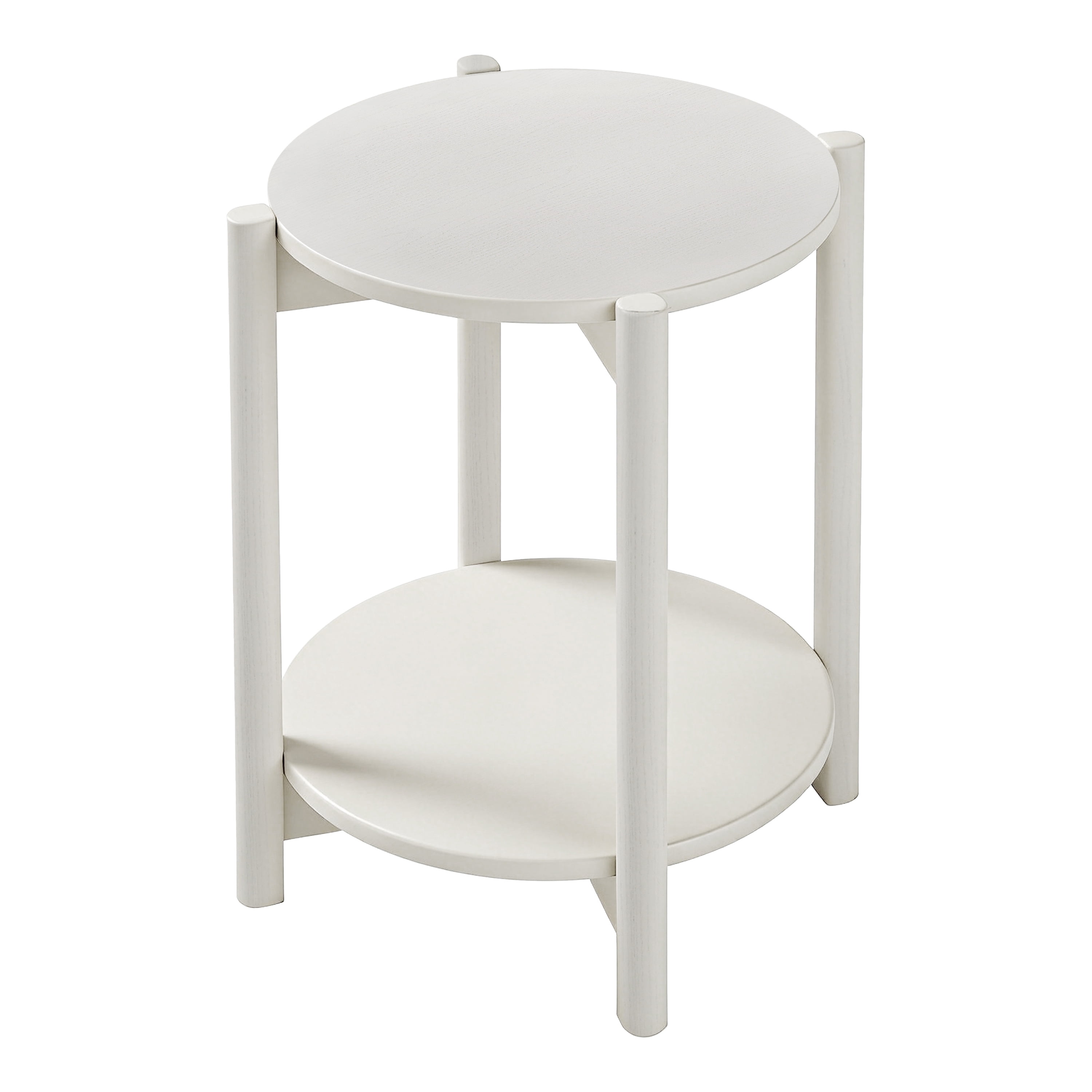 Furniture of America Afra Modern Wood Round End Table with Open Bottom Shelf, White