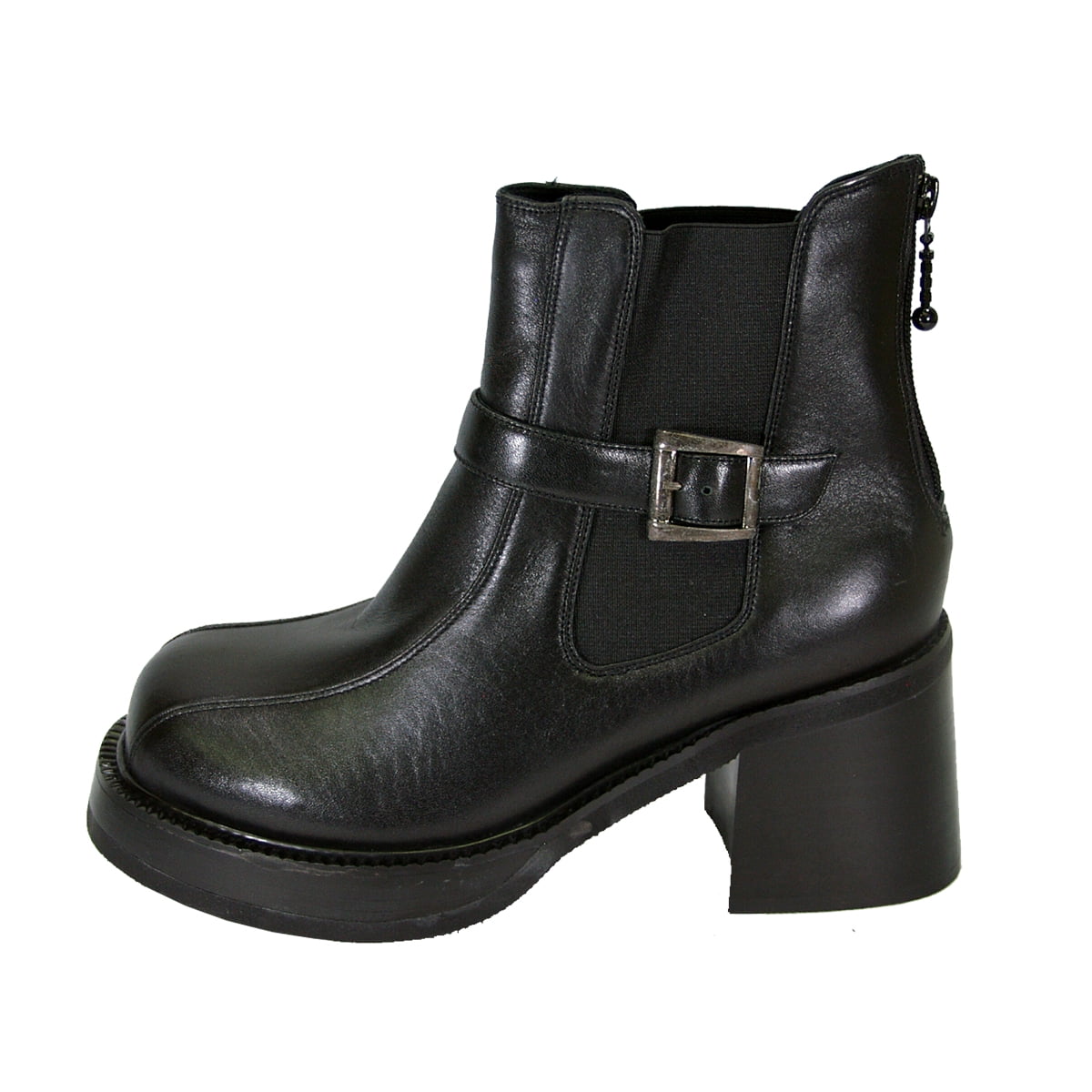 PEERAGE Paula Women Wide Width Elegant 7 Inch Comfort Leather Dress Bootie BLACK 8.5