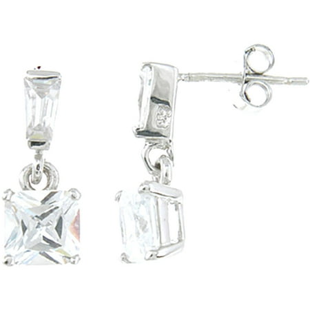 Plutus Sterling Silver Platinum-Finish Princess Fashion Earrings