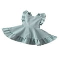 thumbnail image 2 of Girls Solid Color Suspender Skirt  Sleeveless Square Collar Large Hem High Waist Dress with Ruffles, 2 of 7