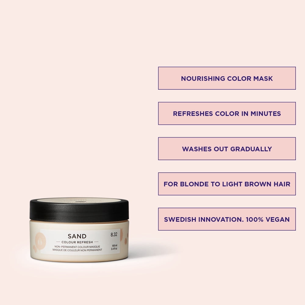 Maria Nila Colour Refresh, Sand 3.4 Fl Oz, Sand Hair Mask, Semi-Permanent Pigments, 100% Vegan & Sulfate/Paraben free