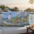 thumbnail image 5 of Spring Pillow Covers 2 Pack Colorful Flowers Town Beacon Ocean Country Scenery Pillowcase Waterproof Outdoor Throw Pillow Cover for Patio Balcony Rectangular Cushion 20”x12”, 5 of 9
