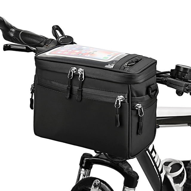 Bike Handle Bag With Transparent Smartphone Pocket, Double Zipper Closure Large Pocket, Suitable For 4.5 6.5 Inch Mobile Phones