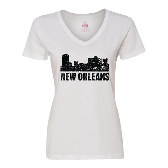 Inktastic New Orleans Skyline Grunge Women's V-Neck T-Shirt